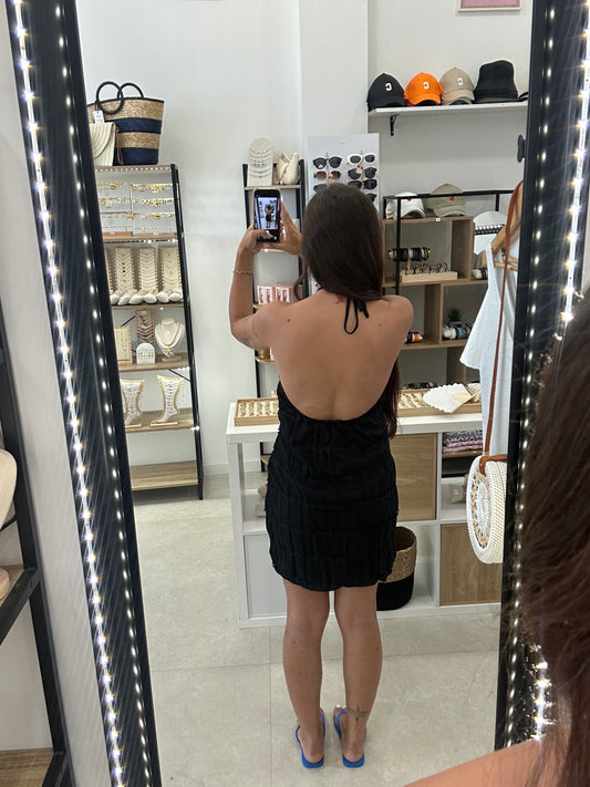 Robe courte noire dos nu