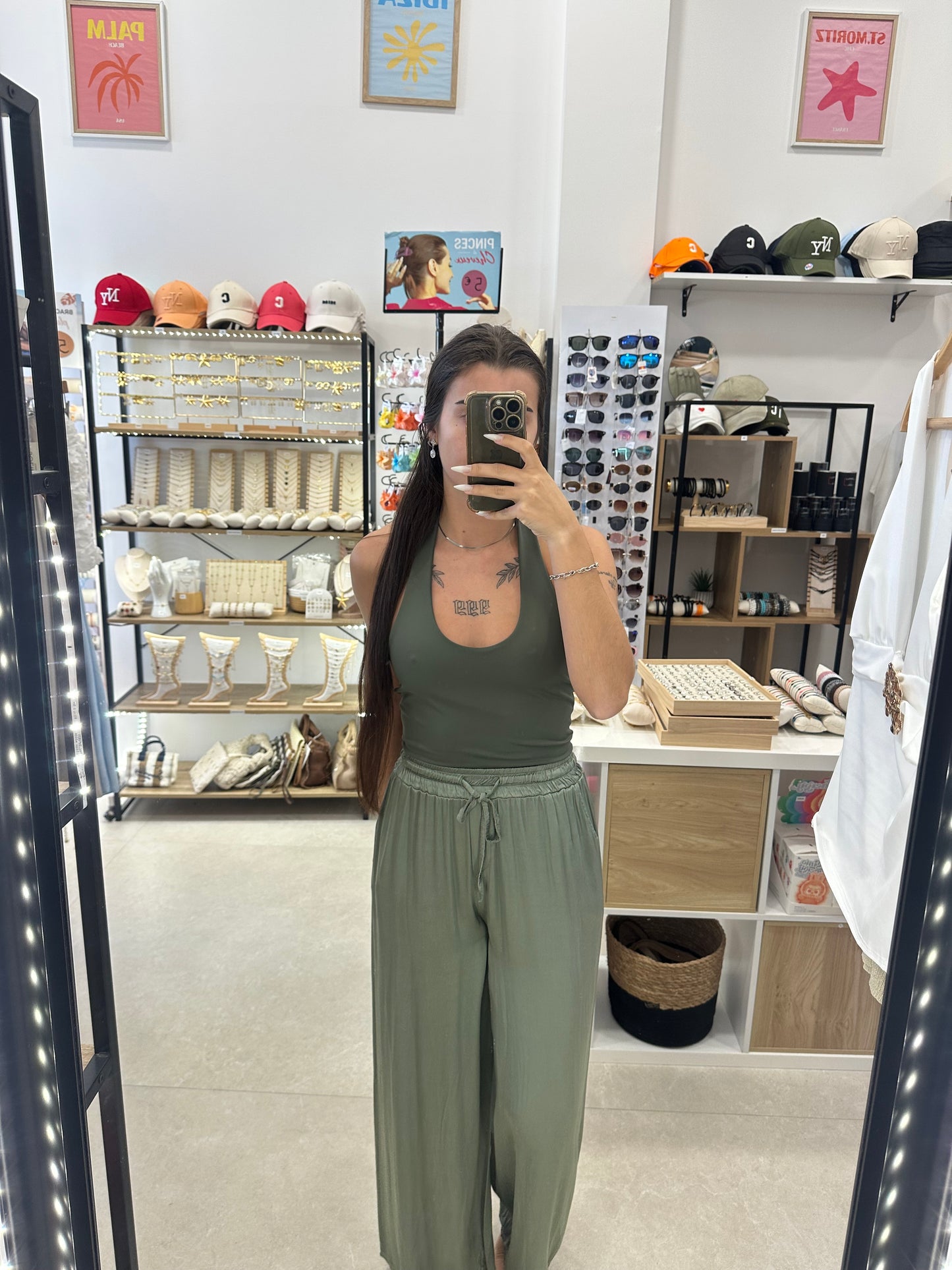 Pantalon fluide kaki