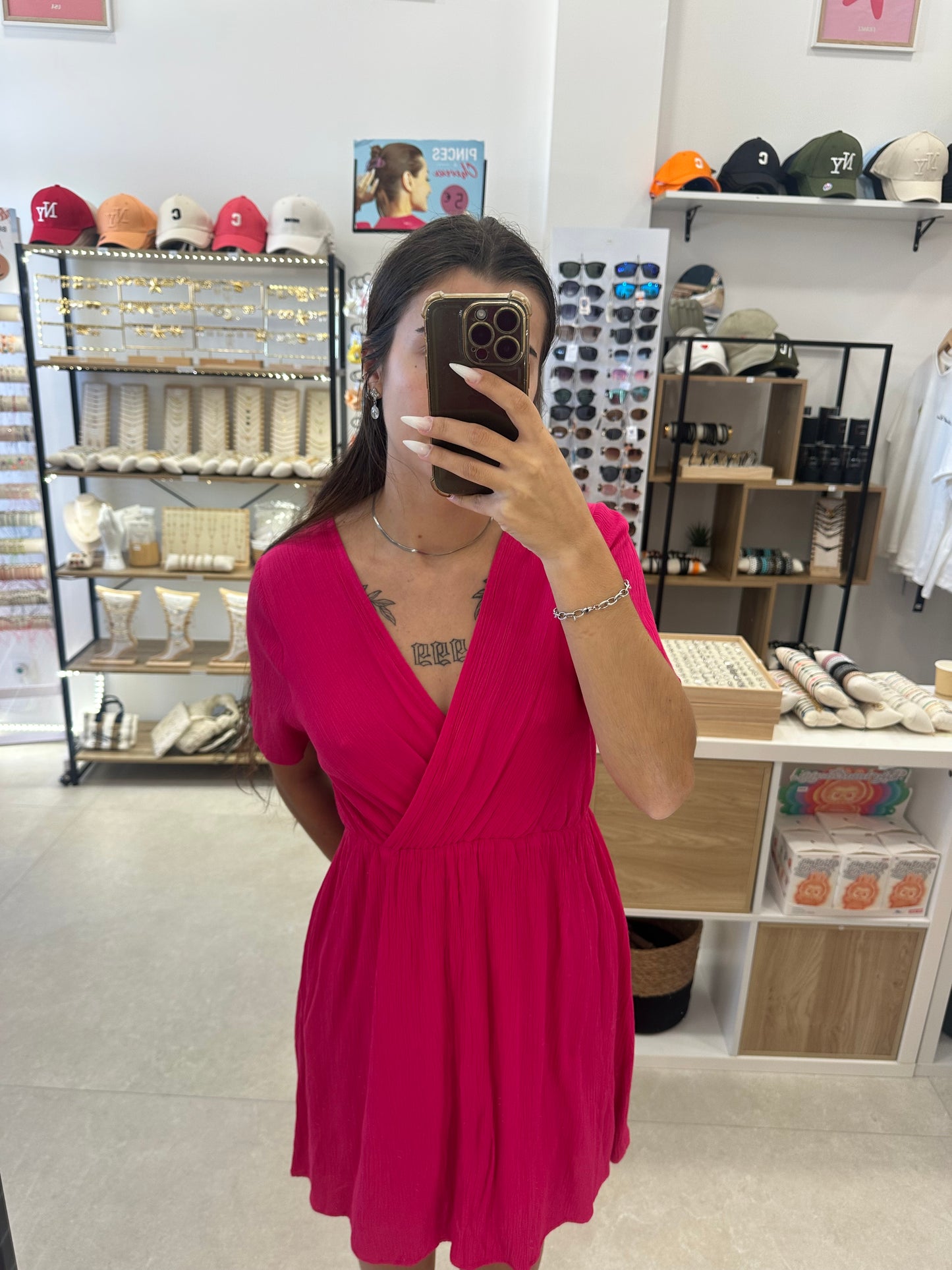Robe courte fuchsia