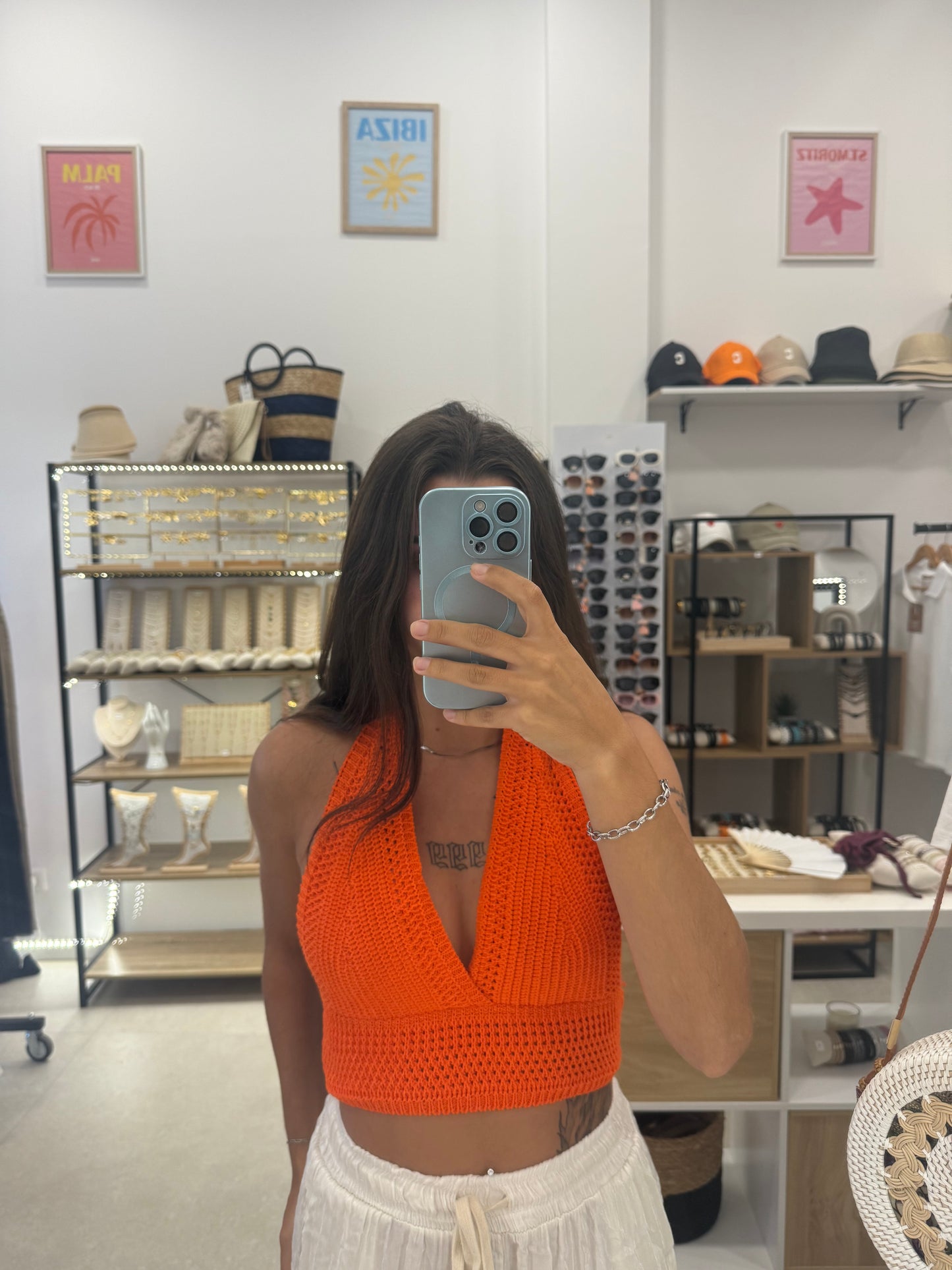 Top crochet orange