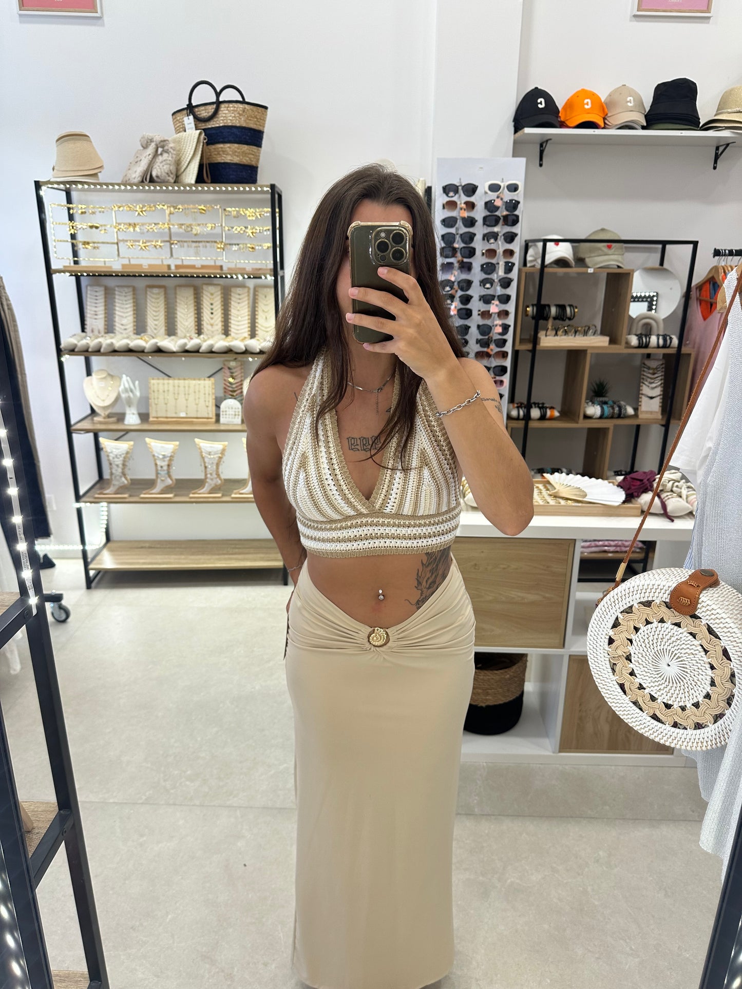 Jupe beige coquillage
