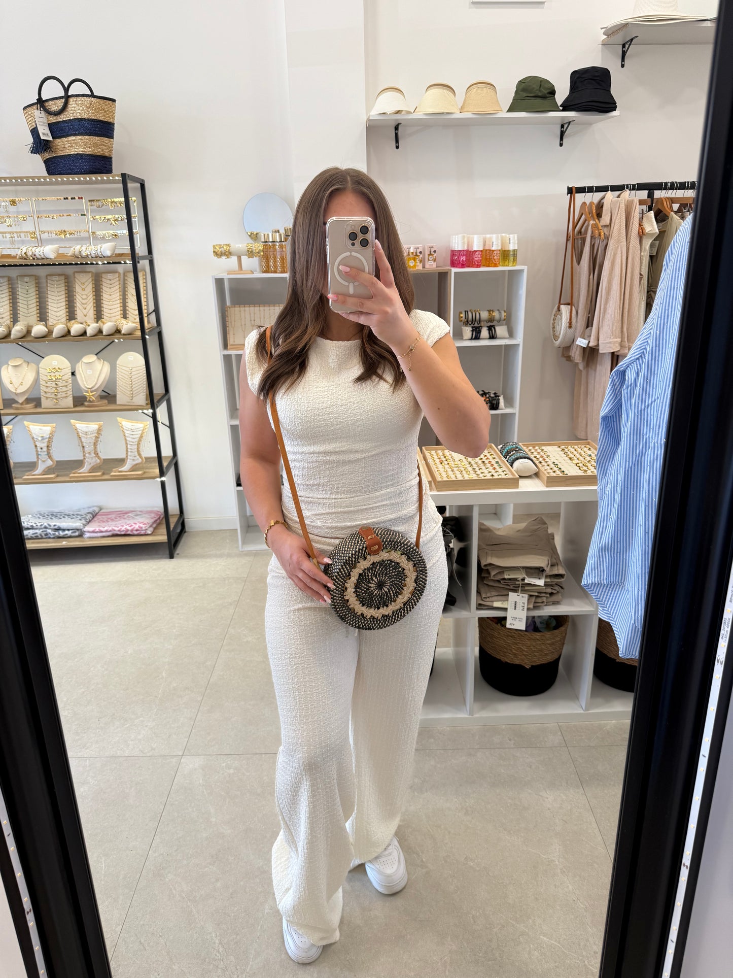 Ensemble top et pantalon fluide blanc