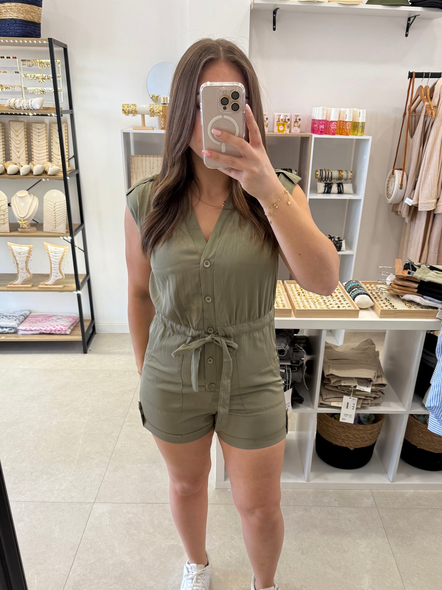 Combinaison short kaki