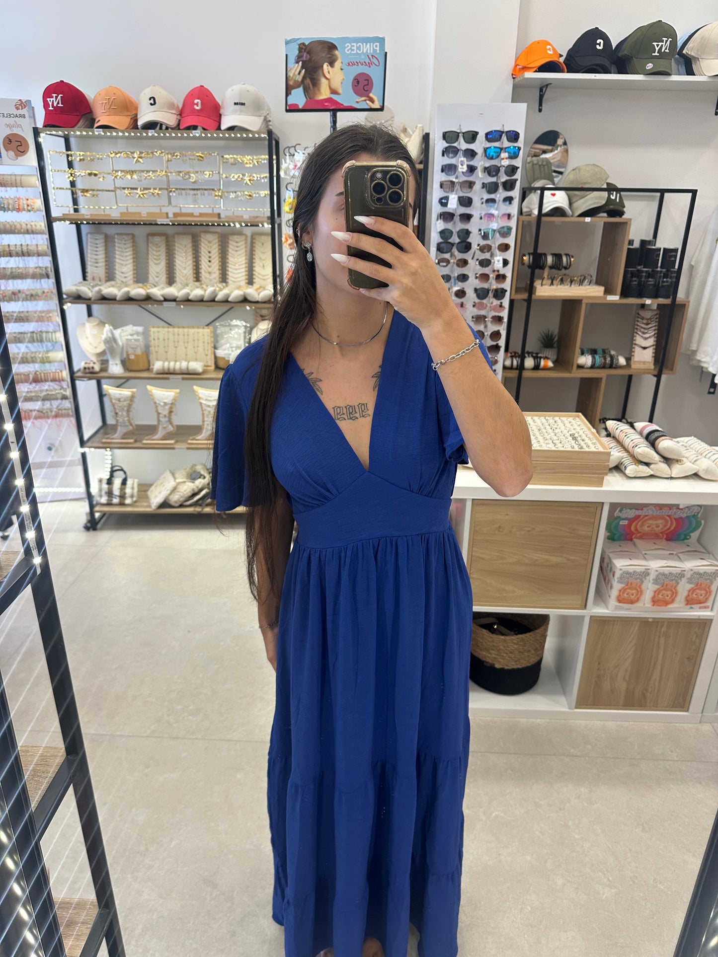 Robe longue bleu