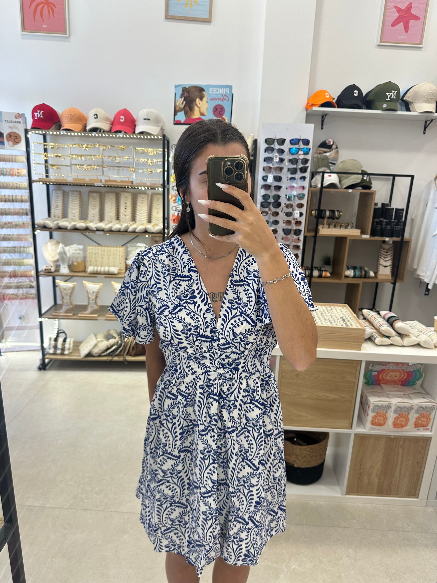 Robe courte bleu & blanche