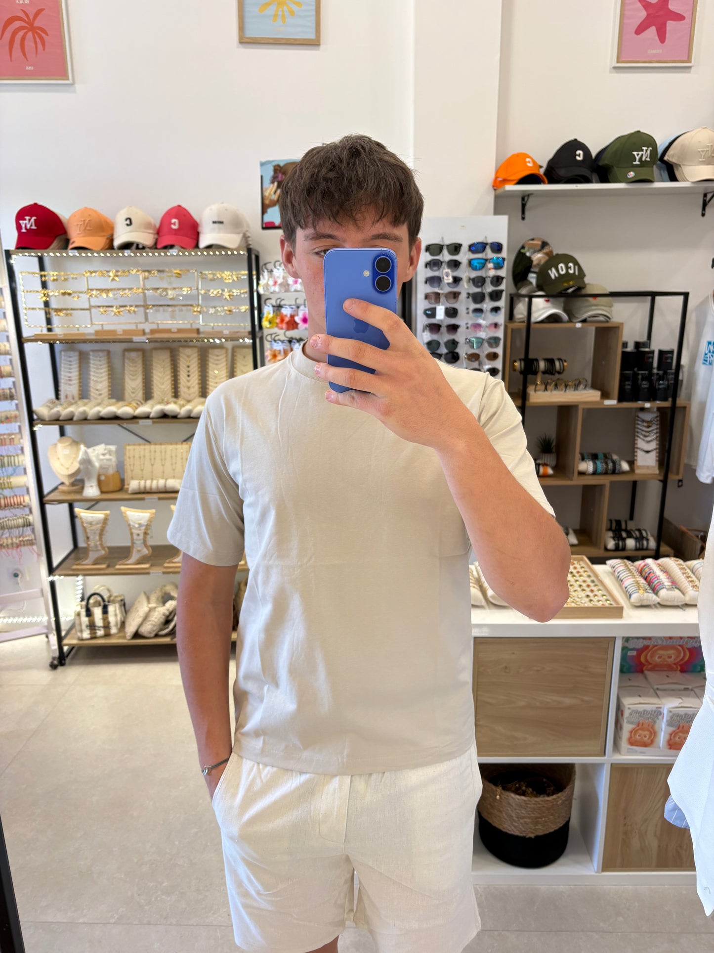 Short beige en lin