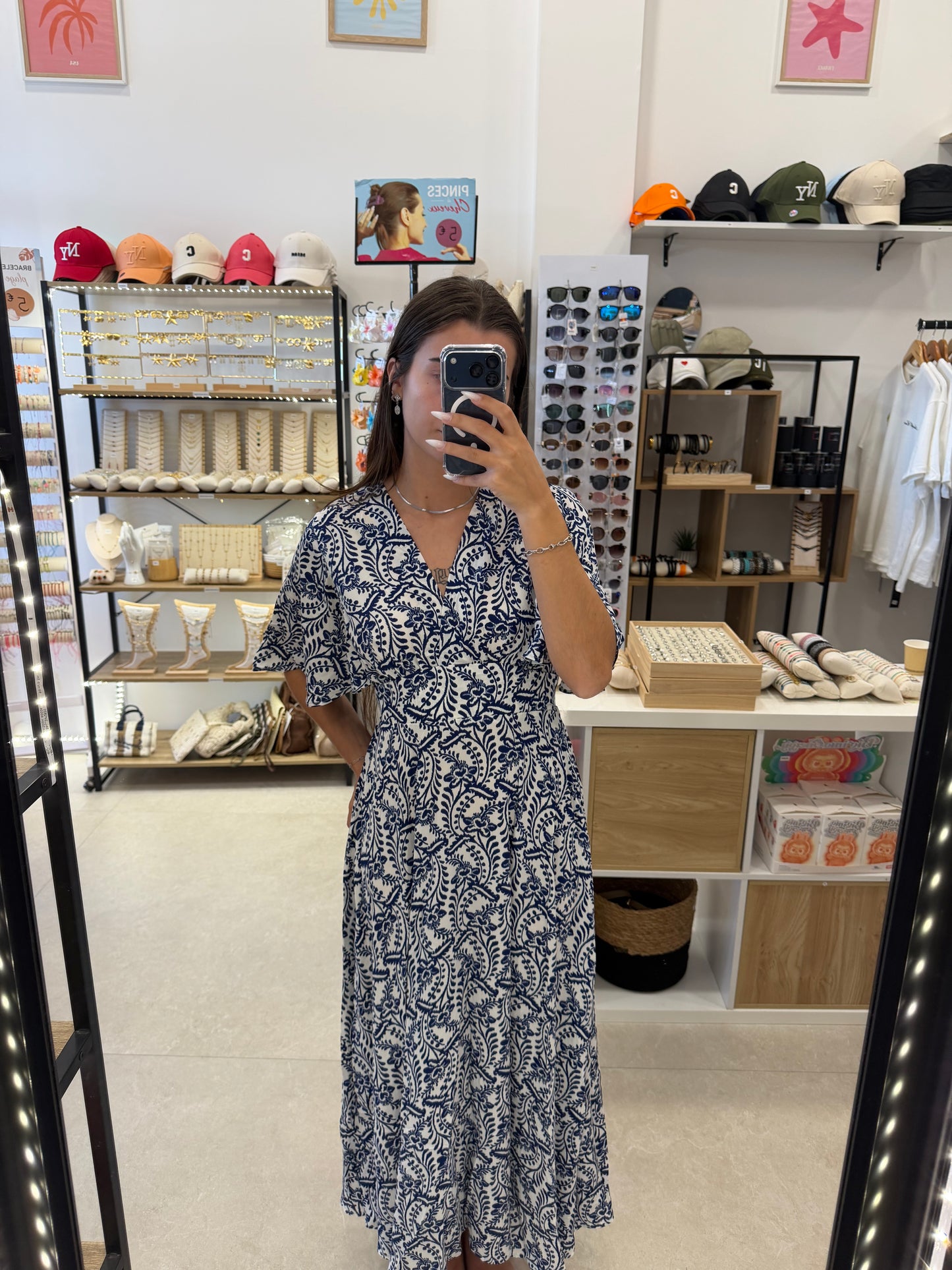 Robe longue bleu & blanche