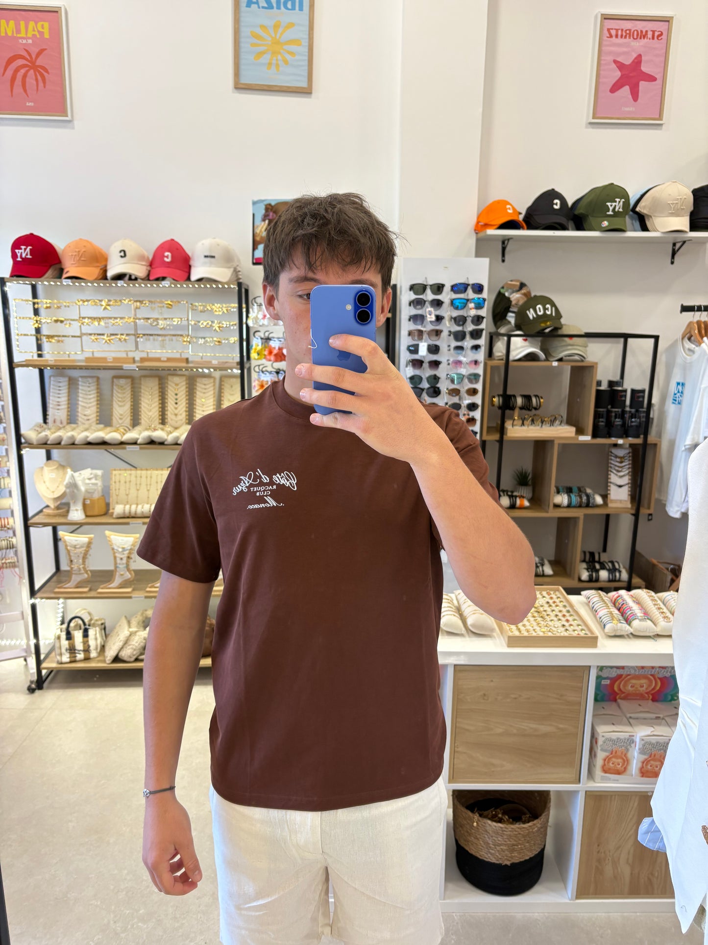 Tee shirt « Racquet Club » marron