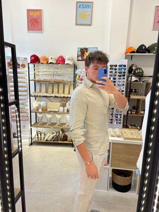 Chemise en lin beige
