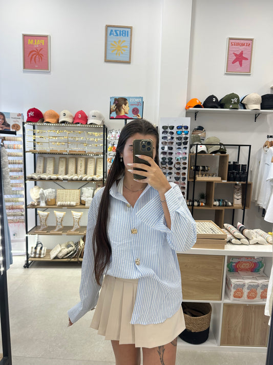 Chemise à rayures et détails dorés