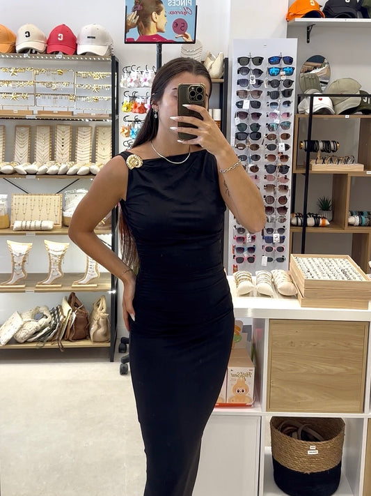 Robe noire coquillage