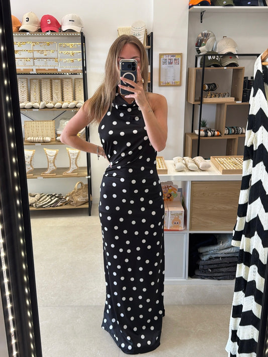 Robe noire à pois