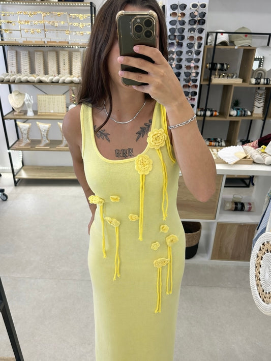 Robe de Plage jaune à fleurs