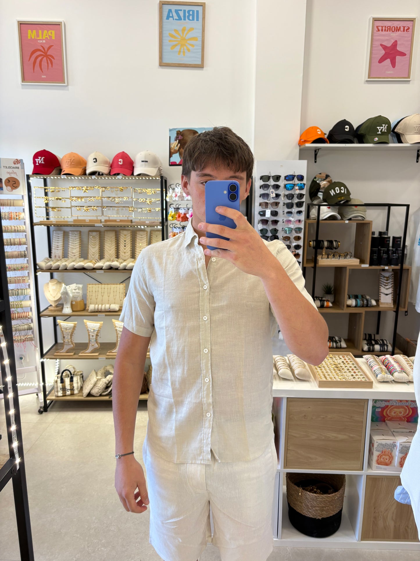 Chemise en lin beige
