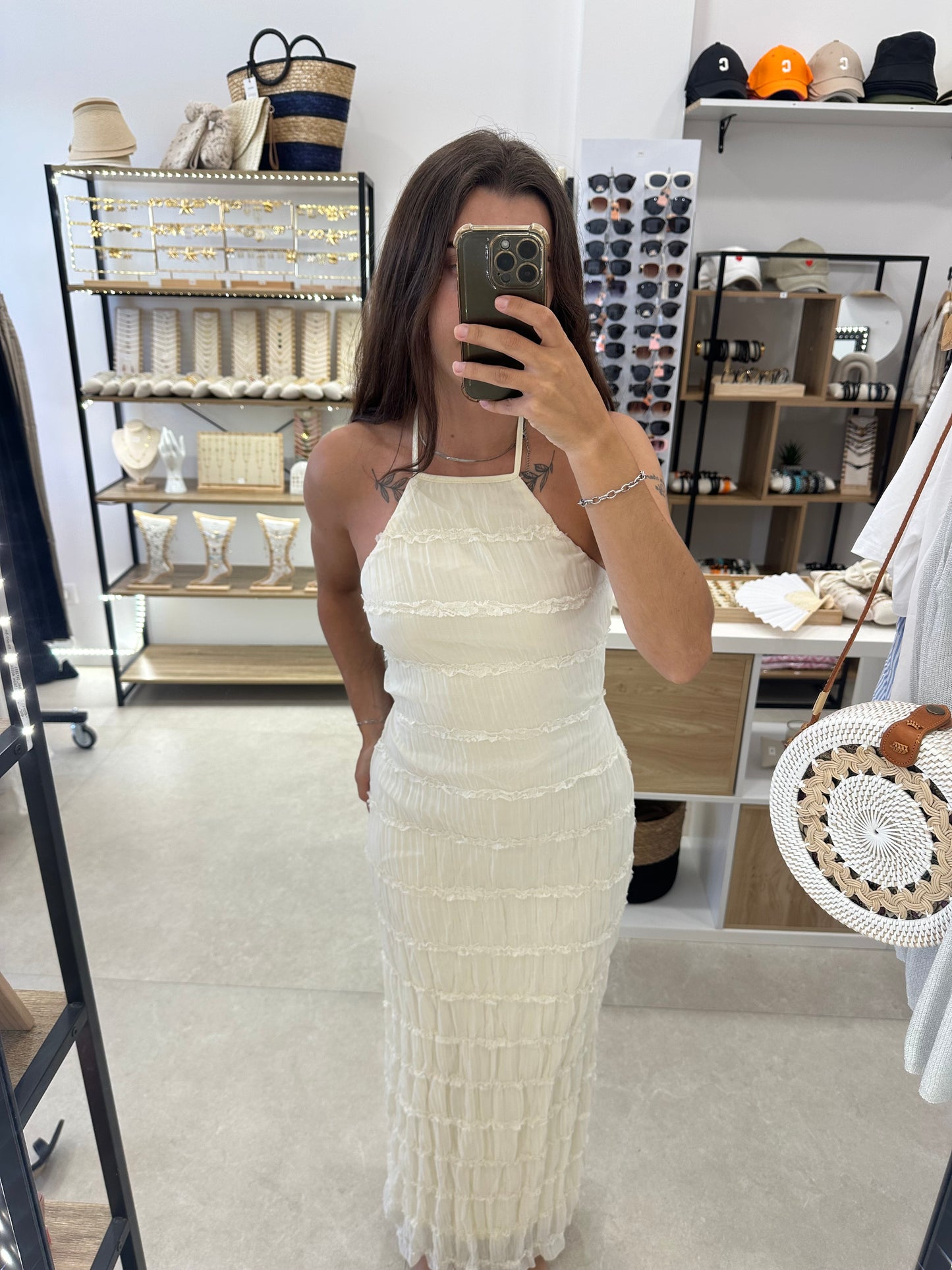Robe longue blanche dos nu