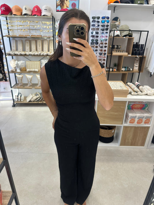 Ensemble top et pantalon fluide noir