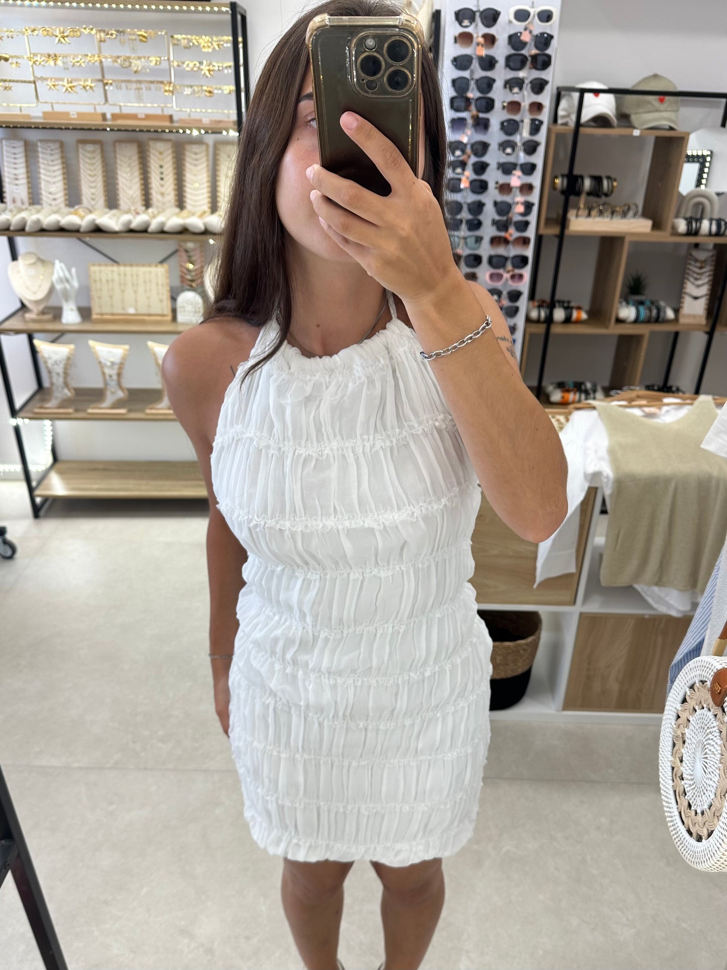 Robe courte blanche dos nu