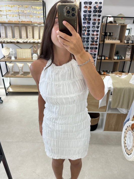Robe courte blanche dos nu