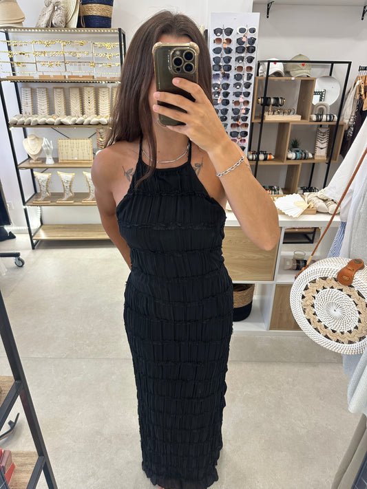 Robe longue noire dos nu