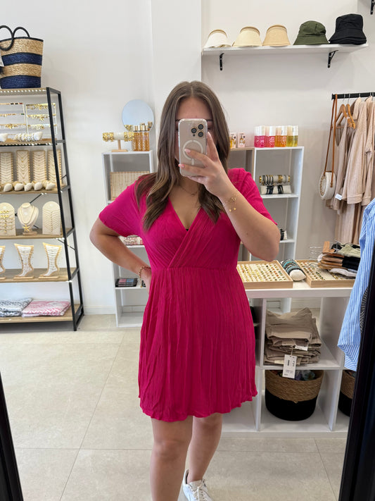 Robe courte fuchsia