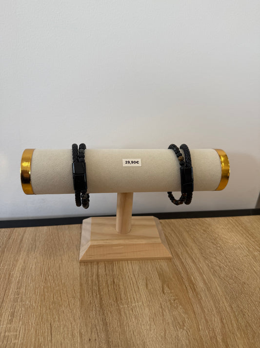 Bracelets boules et cuir