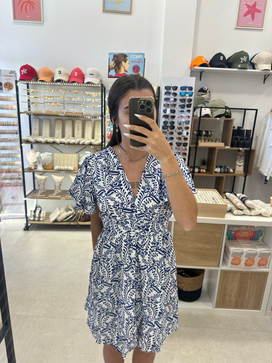 Robe courte bleu & blanche