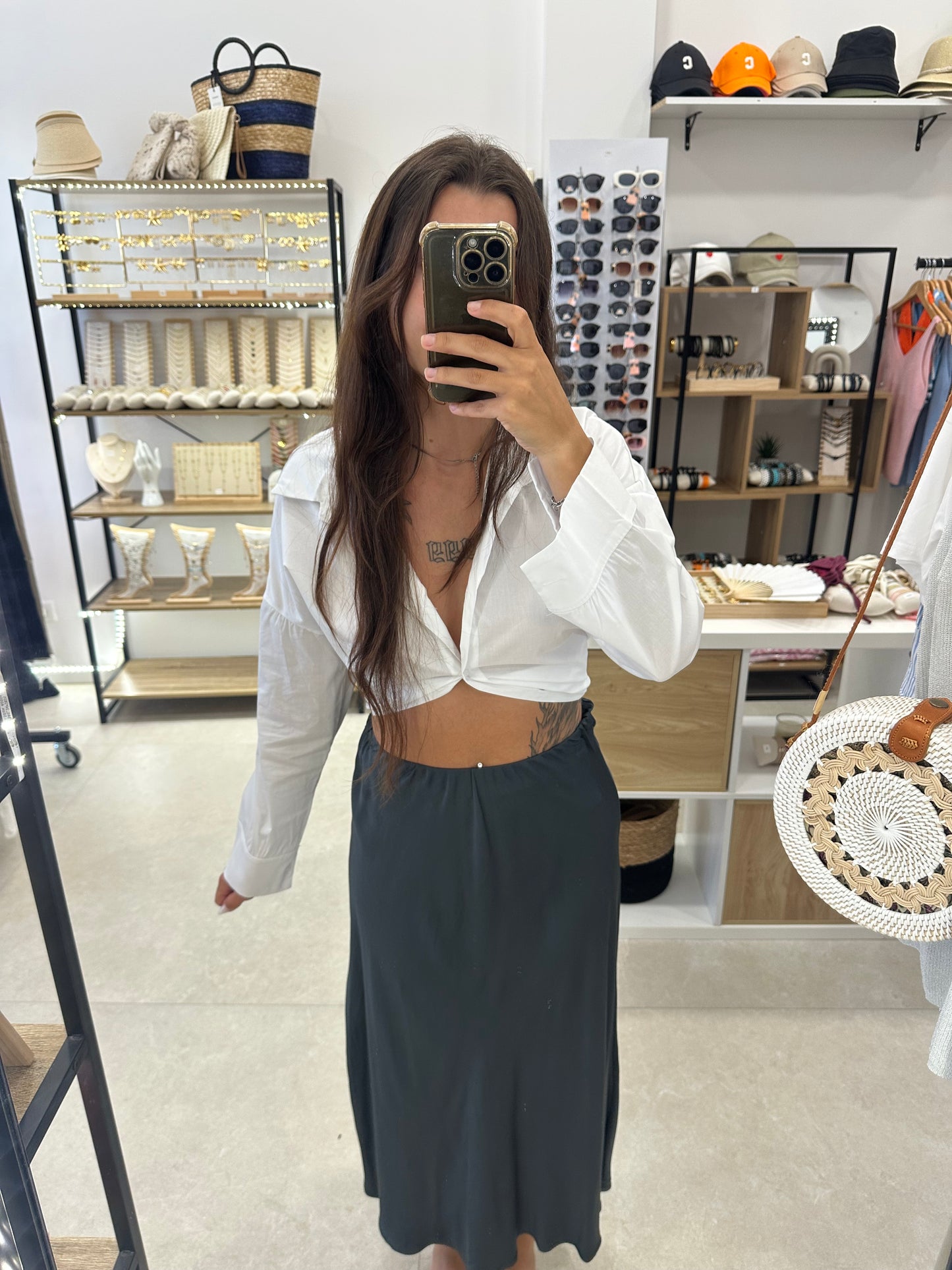 Jupe grise satin