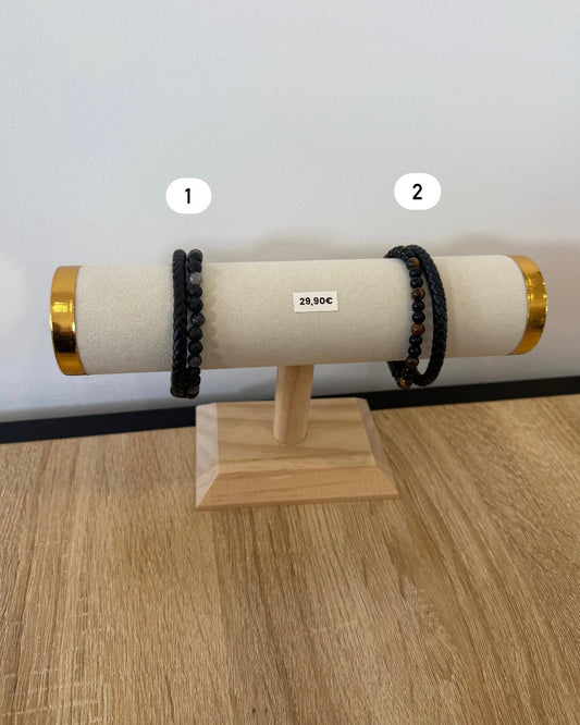 Bracelets boules et cuir