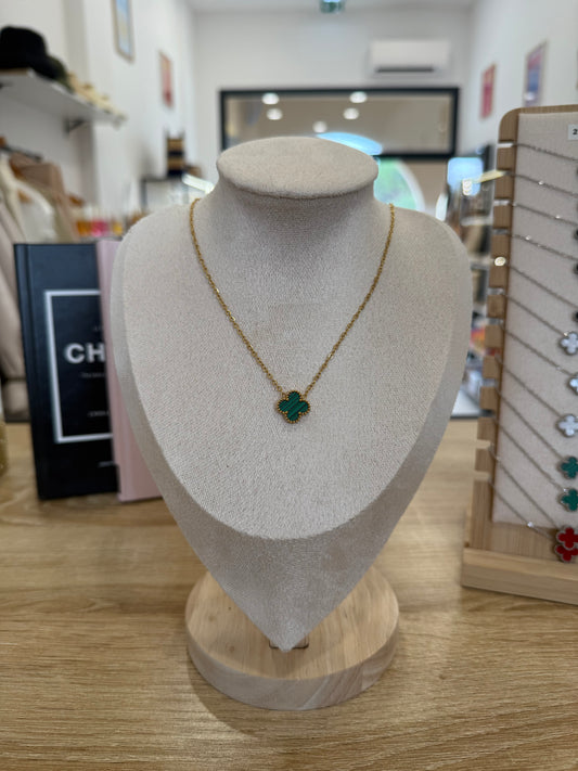 Collier « Davia » doré & vert
