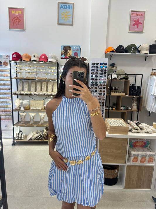 Robe bouffante à rayures