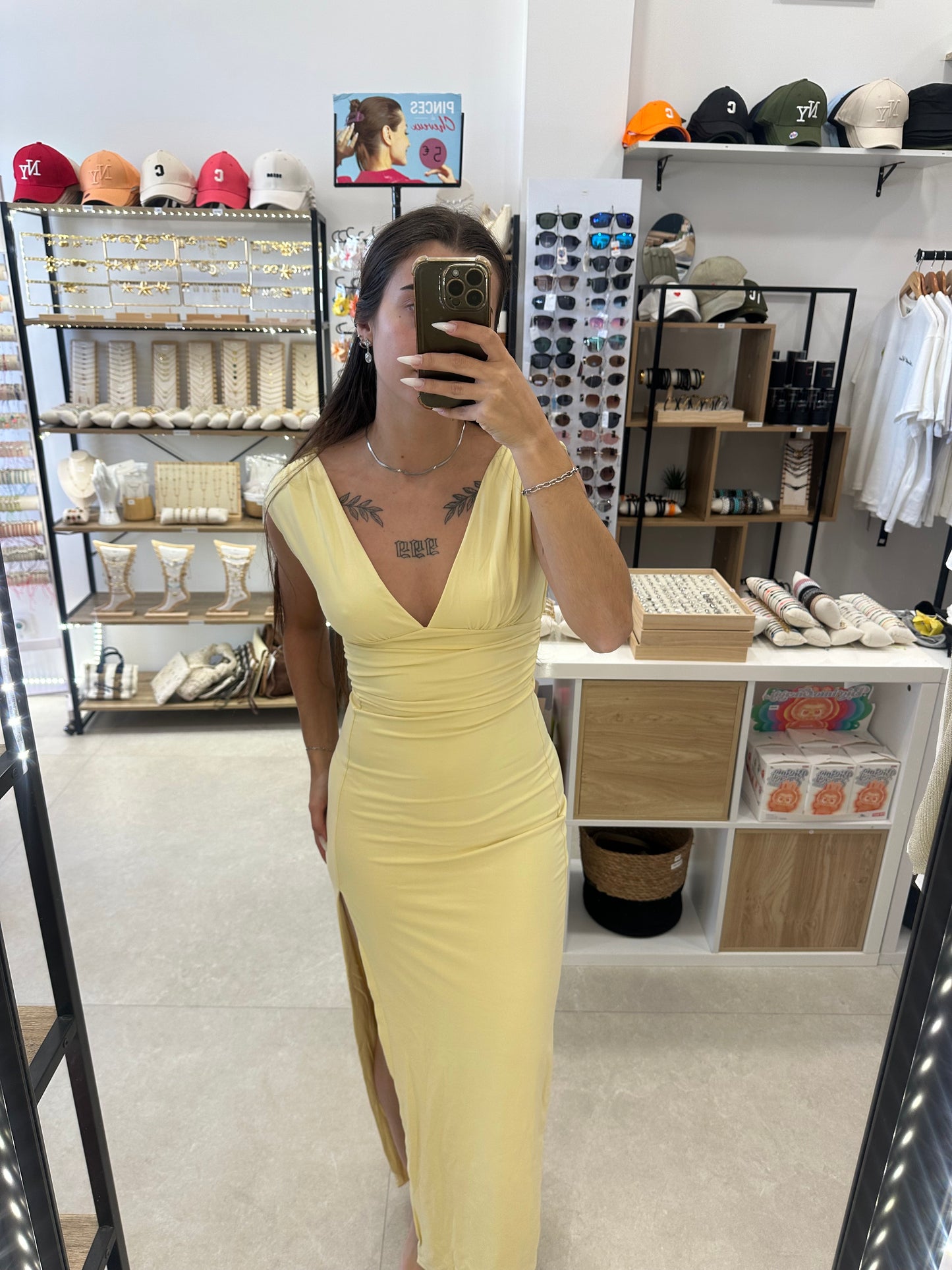 Robe longue jaune