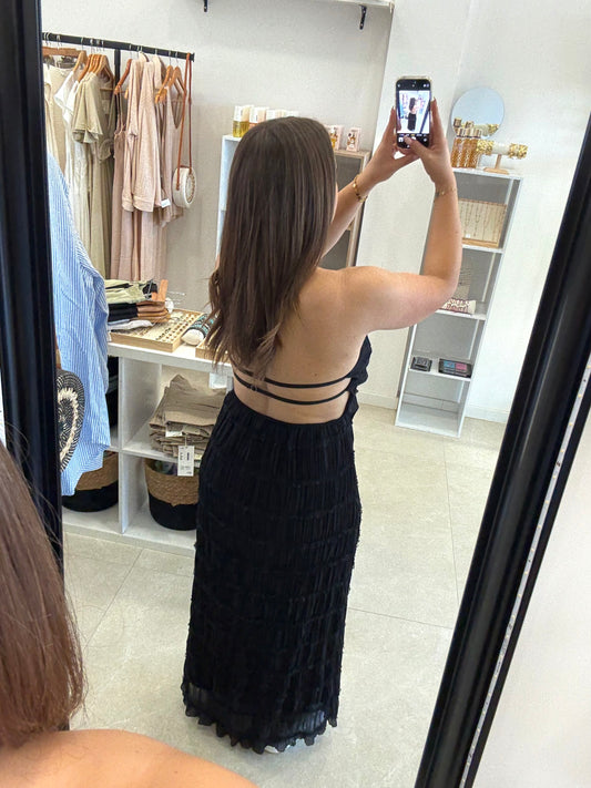Robe longue noire dos nu