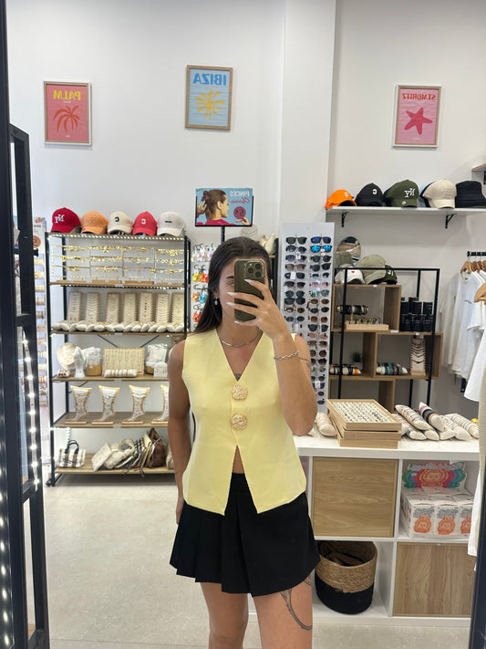 Top jaune détail doré
